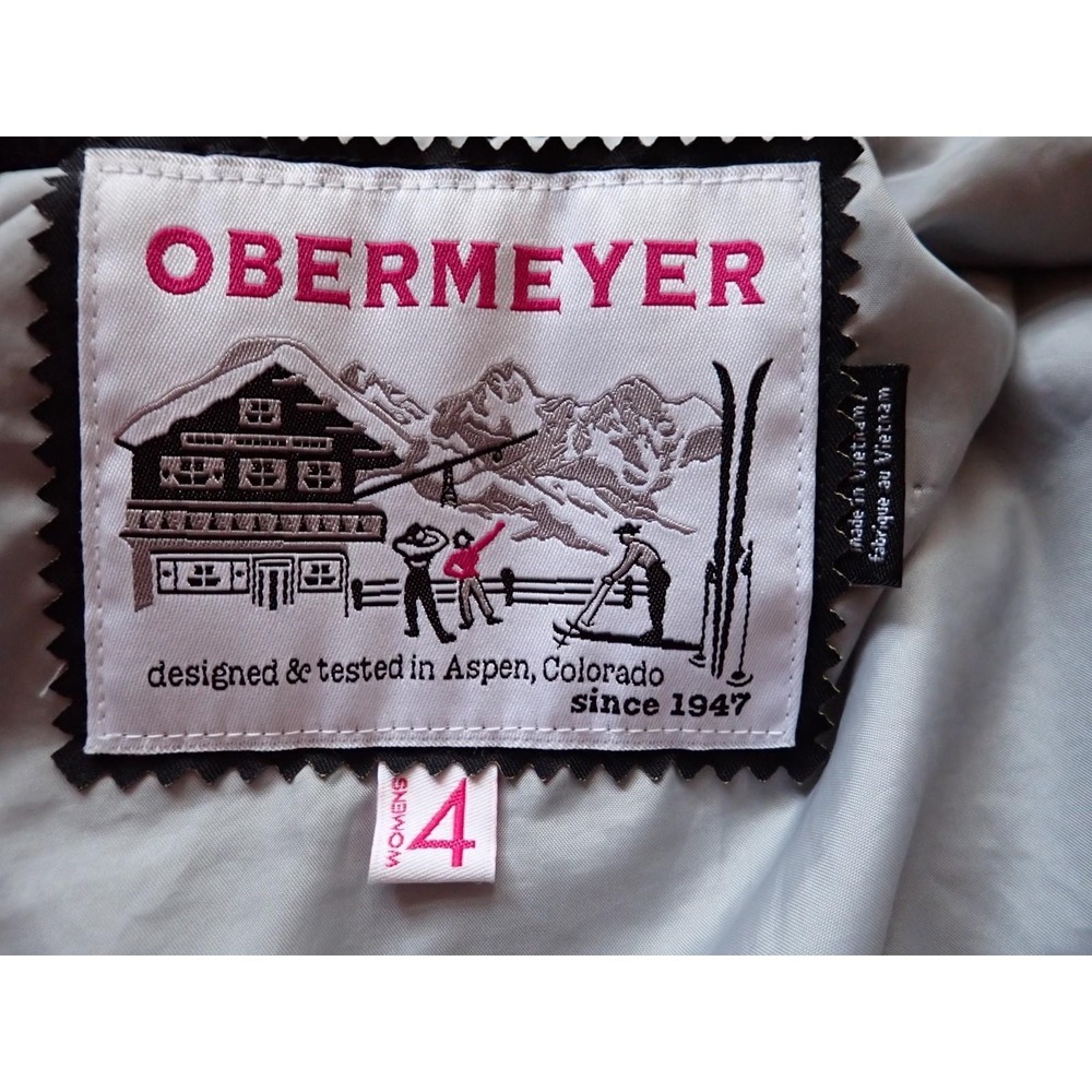 Obermeyer Ski Jacket Women Size 4 Black White Excellent Floral Hooded Winter - Picture 10 of 14